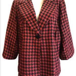 Lane Bryant Red, Black Houndstooth Jacket Blazer